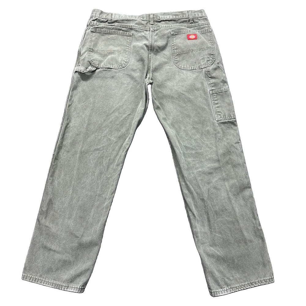 VTG Dickies Carpenter Pants Jeans Mens 40x33 Gray Straight Canvas Workwear Y2K